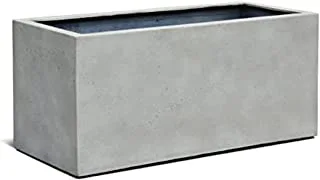 Dubai Garden Centre Concrete Fibre Box Pot, Large, Light Grey