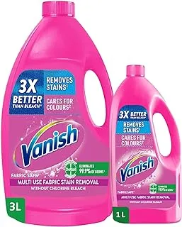 Vanish Laundry Stain Remover Liquid for White Colored Clothes, Can be Used with or without Detergents & Additives, Ideal for Use in the Washing Machine, 3 L and 1 L, Pack of 2