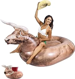 GoFloats Giant Inflatable Pool Floats - Choose Unicorn, Dragon, Flamingo, Swan, or Bull - Includes Drink Float