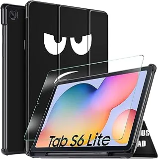 Eltd Case With Screen Protector For Samsung Galaxy Tab S6 Lite, Flip Premium Slim Light Shell Protective Cover Case With Screen Protector For Samsung Galaxy Tab S6 Lite 10.4 Inch (Ch-03)