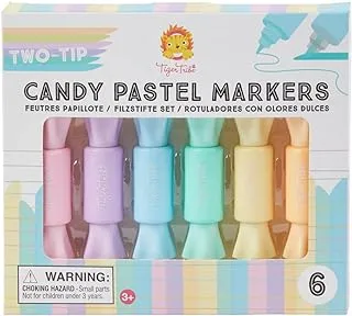 Tiger Tribe Two - Tip Candy Pastel Markers Art Craft Colouring Set Traditional-Style Tip 6 Mm Jumbo Brush Style Tip 12 Mm For Kids 5+ Years