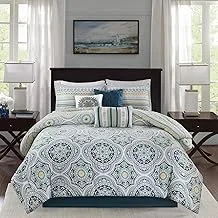 Madison Park Mercia Cozy Comforter Set, All Season Down Alternative Casual Bedding With Matching Shams, Decorative Pillows, Queen(90