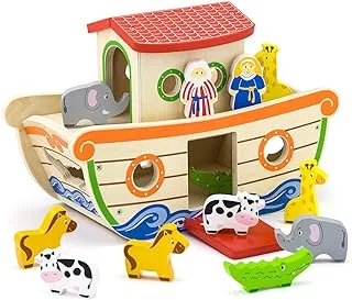 Viga Wooden Noah'S Ark Bible Story Animal Shape Sorter Toy For Kids Ages 2+ Year, Multicolor, 51625