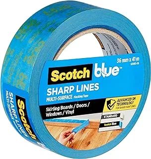 Scotch Blue Premium Masking Tape Sharp Lines 36mm x 41m, 1 roll/pack | Blue color | Masking and Protection | High adhesion | Multi-Surface | For Skirting Boards, Doors | Easy to Remove no residue