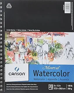 Canson Artist Series Montval Watercolor Paper Pad, Heavyweight Cold Press And Micro-Perforated, Side Wire Bound, 140 Pound, 9 X 12 Inch, 20 Sheets, 9