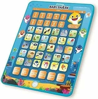 جهاز لوحي تعلم تفاعلي ثنائي اللغة من Lexibook Baby Shark ، لعبة لتعلم الحروف الأبجدية والأرقام والكلمات الإملائية والموسيقى ، واللغات الإنجليزية / الفرنسية ، أزرق / برتقالي ، JCPAD002BSi1