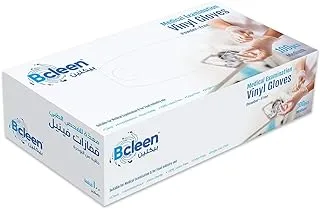 Bcleen Vinyl Non Powdered Disposable Gloves for Medical Examination, Powder Free, Pack of 100, Medium