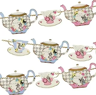 Talking Tables Truly Alice Hanging Teapot Bunting (13 Ft.) For A Tea Party, Multicolor