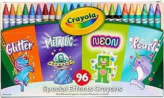 Crayola 96 Pieces Special Effects Neon, Metallic, Pearlescent & Glitter Crayons