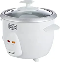 Black & Decker 350W 0.6L Rice Cooker With Removable NonStick Bowl, Steaming Tray, Water Level Indicator And A Glass Lid With Cool Touch, For Healthy Meals RC650-B5 2 Years Warranty