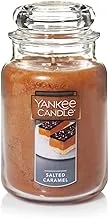 Yankee Candle برائحة الكراميل المملح ، برطمان كلاسيكي كبير 22 أونصة شمعة بفتيل واحد ، أكثر من 110 ساعة من وقت الاحتراق