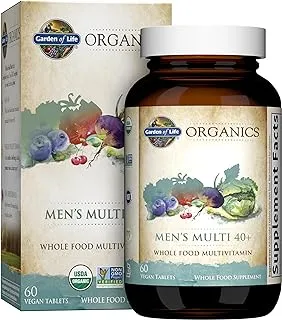 Garden of Life mykind Organics متعدد الفيتامينات للأغذية الكاملة للرجال 40+ ، 60 قرصًا ، نباتي رجالي متعدد للصحة ، فيتامينات عضوية كاملة معتمدة من الصحة ، معادن للرجال فوق سن الأربعين ، فيتامينات للرجال