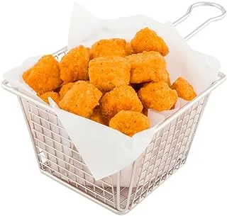 Waffle Grid Fryer Basket - Mini French Fry Basket - Food Grade Presentation Tableware - Stainless Steel - 8