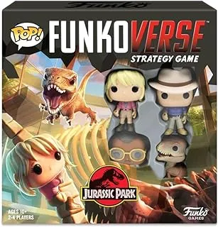 Funkoverse: Jurassic Park (4 Pack Exclusive Funko Pop! Figures) Light Strategy Board Game For Children And Adults (Ages 10+) Ideal 2 - 4 Players 46066