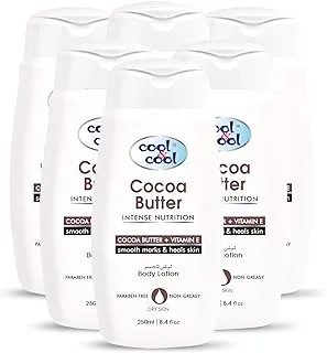 Cool & Cool Cocoa Butter Body Lotion 250ML(Pack of 6) - Moisturizing Formula with Cocoa Butter & Vitamin E, Non-Greasy & Paraben-Free, Smooths Marks and Heals Skin 1.5L