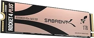 Sabrent 1 تيرا بايت Rocket 4 PLUS NVMe 4.0 Gen4 PCIe M.2 محرك أقراص مزود بذاكرة مصنوعة من مكونات صلبة داخلية ذات أداء فائق (SB-RKT4P-1 تيرابايت)