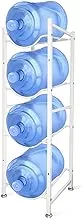 SKY-TOUCH Water Gallon Holder 4 Tier, 5 Gallon Water Bottle Storage, Water Bottle Organizer Stackable Storage Shelves, Stainless Steel Shelf, Easy to Assemble for Kitchen, Home and Office White