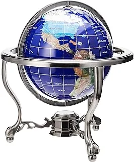 Unique Art Since 1996 Unique Art 13-Inch Tall Table Top Blue Lapis Ocean Gemstone World Globe With Silver Tripod Stand