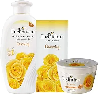 EnchantEUr Charming Assorted Pack، Shower Gel، 250 ml + Cream، 200 ml + Eau De Toilette، 100 ml