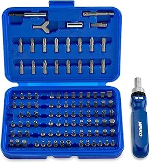 NEIKO 10082A Security Bit Set and Ratcheting Screwdriver | 101 Piece Set | Chrome Vanadium Steel | Screwdriver Bit Set Phillips, Tamperproof Torx Bits, & Flat | 1/4