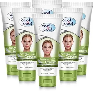 Cool & Cool Fairness Cream for All Skin Types | Kaolin Clay & Vitamin E, Non Greasy, 6 x 100ml