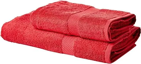 BYFT Gardenia Bath and Hand Towel, Red, 70 x 140 cm, 50 x 100 cm, 550 GSM, Set of 2