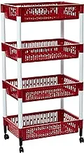 Cosmoplast 4 Tiers Vegetable Storage Rack, Dark Red