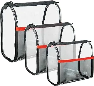 Shany Travel MakEUp Bags - Clear Cosmetics Bags - 3 Assorted Sizes - Weekend Adventure Trio