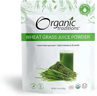 Organic Traditions Wheat Grass Juice Powder, 150 G, 128207