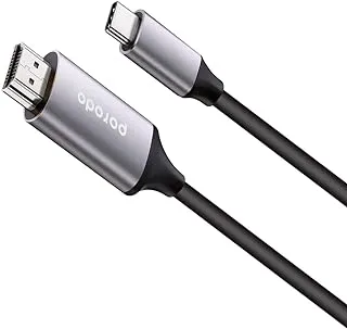 Porodo Type-C to 4K HDMI Cable 2m with Premium Aluminum Finish - Gray