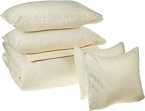 Hotel Linen Double Comforter 6Pc Set, 100% Cotton 250Tc Sateen 1cm Stripe , Filling: 250Gsm Hollow Non Siliconized Fiber, Size: 220X240cm , Cream