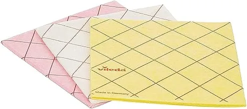 Vileda All-Purpose Cloth 3Pcs, Powerful Cleaning, Water-Absorbent, Durable - Yellow ( 3 Pcs Per Pack)