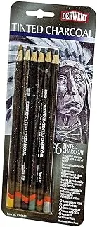 Derwent Tinted Charcoal Pencils, 4mm Core, Pack, 6 Count (2301689)