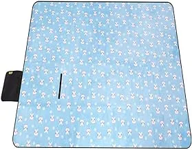 Charhoden SQ-162-B Model: TXZ-0055 Coral Velvet Picnic Mat - Picnic Blanket Waterproof Extra Large, Outdoor Blanket with Waterproof Backing for Family Concerts,Beach,Park - Blue, Medium