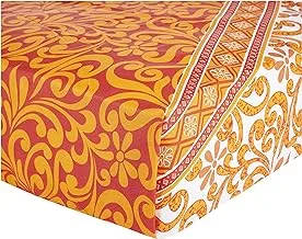 Swayam Orange Floss Sparkle Collection Dbs 1 Fitted Sheet, Orange, Qfd-1276