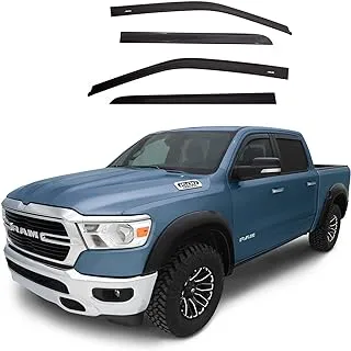 Auto Ventshade AVS 194109 In-Channel Ventvisor Side Window Deflector, 4-Piece Set For 2009-2022 Dodge 1500 Crew Cab, 2010-2022 RAM 2500 & 3500 W/Crew & Mega Cab; 2019 Ram 1500 Classic Crew Cab