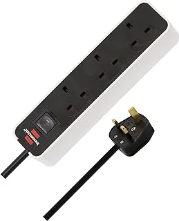 Brennenstuhl Ecolor 3-Way Extension Lead With Cable And On/Off Switch, 90° Angle Of Sockets, White/Black, 3-Way / 1.5M