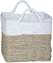 Dubai Garden Centre 2 Tone Seagrass Square Storage Basket, Medium