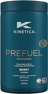 Kinetica Prefuel ، مكمل غذائي قبل التمرين ، 5.9 جم أحماض أمينية و 2.3 جم Bcaa'S لكل حصة ، 30 حصة ، بيري ، 300 جم