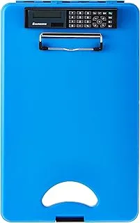 Saunders Deskmate Ii With Calculator 00584 Plastic Storage Clipboard - Blue, Letter Size, 10 In. X 16 Document Holder Internal