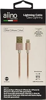 Aiino AICLTNGMTL-RG Apple Woven Lightning Cable Metal 1.2m - Rose Gold (Pack of 1)