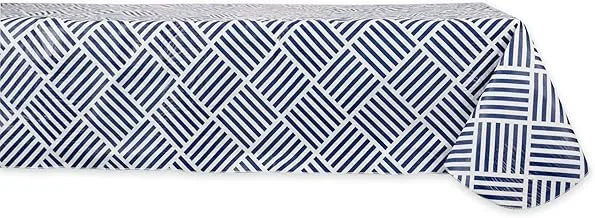 DII Tablecloth Vinyl Table Top، 60 x 102، Navy Grid