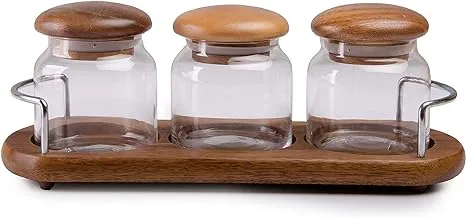 Billi 3 Pieces Glass Canister Set with Tray