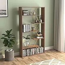 Rafevi Home Canvas Modern Book Shelves For Living Room Or Study Room Book Shelve, Easy Assembly Book Shelf - Walnut And Yellow, Rf160301