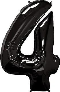 Qualatex Number Four Foil Balloon, 41 Inch, Onyx Black