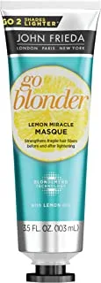 John Frieda Go Blonder Lemon Miracle Masque, In-shower Hair Treatment, Helps Strengthen Lightened Fibers, 3.5 Ounce