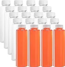 Restaurantware 16-OZ Cylindrical Plastic Juice Bottles - Cold Pressed Clear Food Grade PET with Tamper Evident Safety Cap: Perfect for Cafes and Catering Events Disposable Eco-Friendly 100-CT