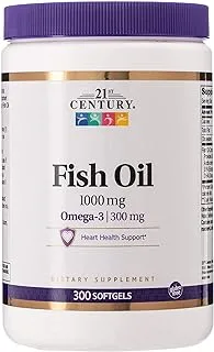 زيت السمك 21st Century Omega-3 1000 مجم 300 كبسولة هلامية