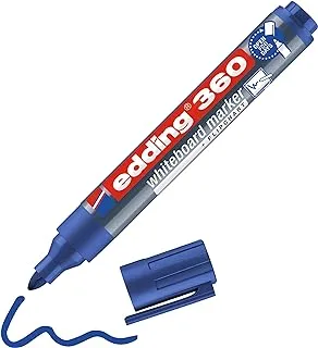 Edding 360 Whiteboard Markers - Blue - 1 Whiteboard Pen - Bullet Tip 1.5-3 Mm - Board Marker Wipeable - For Whiteboard, Flip Chart, Magnetic Board, Pin Board, Memo Board, Sketchnotes - Refillable