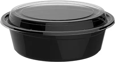 Cosmoplast 950 Ml Pack Of 10 Ro32 Black Microwave Containers With Clear Lids